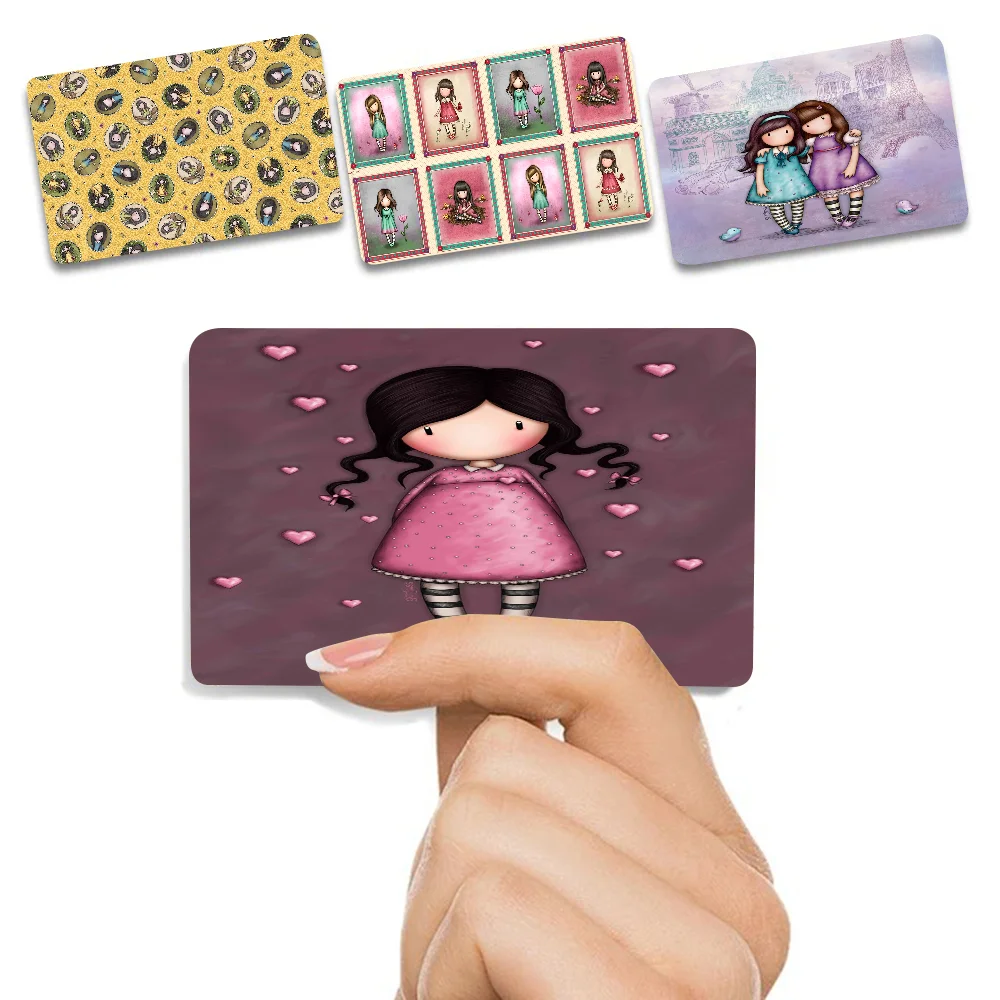 Cartoons S-Santoro Gorjuss Anime Spend Or Save Funny Shell On Off Ultra Thin No Fade Sticker Skin Cover Film Debit Kreditkarte