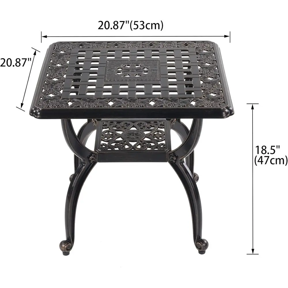 All-Weather Copper Square Outdoor Side Table for Patio, Garden, and Balcony