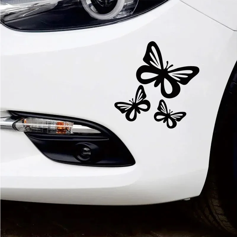

1 шт. виниловая наклейка с тремя милыми бабочками, водонепроницаемая, для мотоцикла, автомобиля, бампера, окна, ноутбука