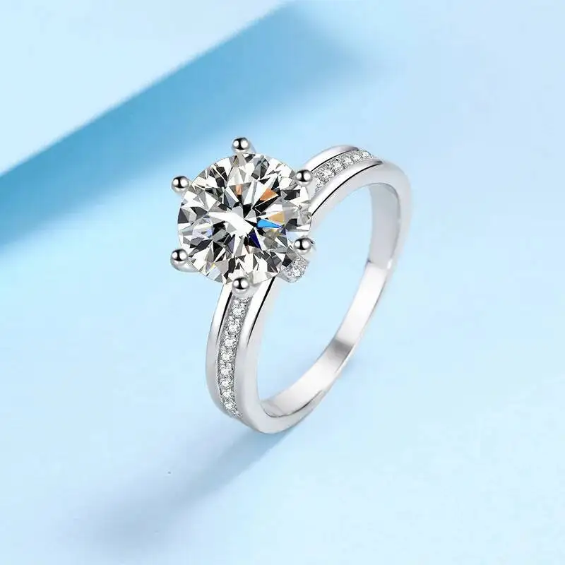 

3CT D VVS1 Moissanite Ring 925 Sterling Silver Luxury Wedding Jewelry For Women
