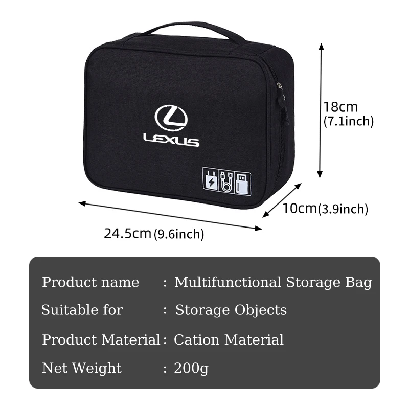 Car Multifunctional Bi-fold Storage Bag Double Zipper Large For Lexus CT ES GS NX IS250 CT200h IS300h ES300h ERX400h NX300h