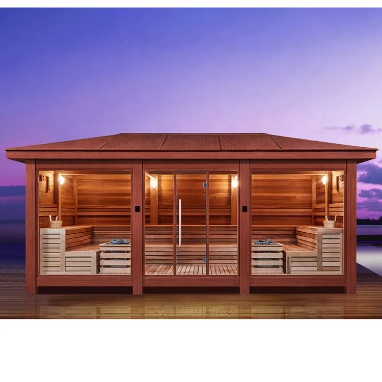 Dry Sauna Shower Room Laundry Hot Tub Spa 4 in 1 Wooden Gazebo Outdoor Dry Sauna Room