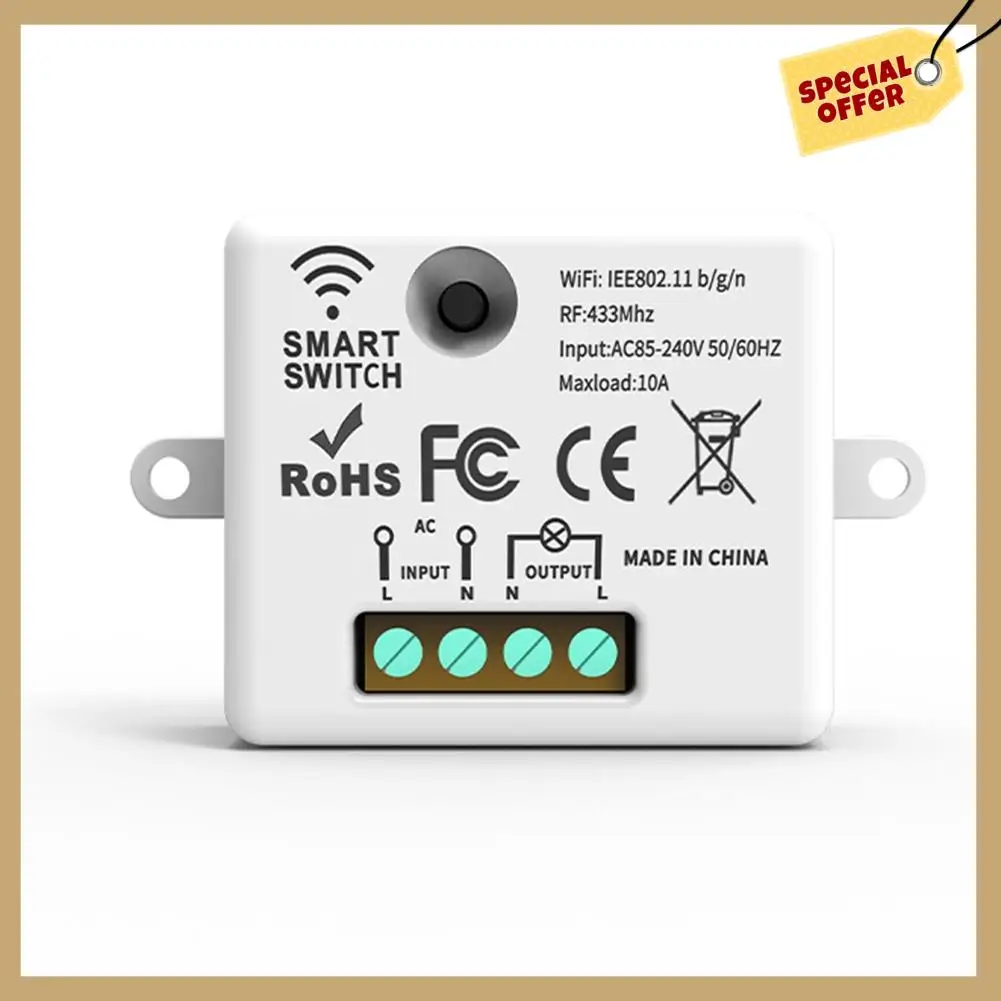 Стабильная производительность-беспроводной настенный выключатель света RF 433 МГц релейный приемник с панельным переключателем 1X1gang светодиодный пульт дистанционного управления для светодиодной лампы