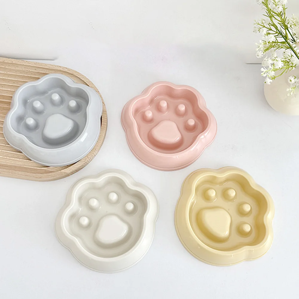Pet Slow Feeder Bowl - Cat & Dog Universal Anti-Choking Bowl, Cute Paw Print Design Pet Food Bowl, Non-Slip Dog Dish & Cat Bowl,