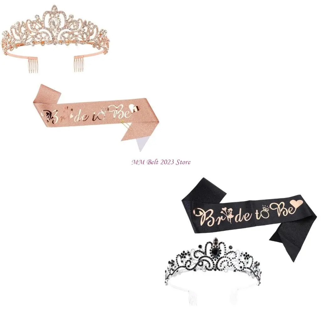 

49ME Bachelorette Party Bridal Sash Crown Bridal Shower Gift Supplies for Hen Do