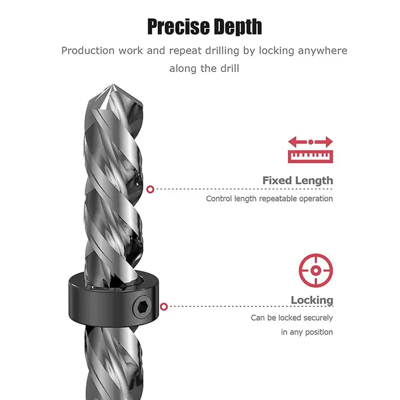 PERFECT MODERN Drill Stop Bit Collar Set, 27PCS Adjustable Drill Depth Stop Collar Limit Ring With Carbon Steel Set For Drill Bi