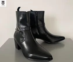 Botas de charol negras clásicas británicas para hombre, botas casuales hechas a mano, estilo de moda, Punta súper puntiaguda, talla grande