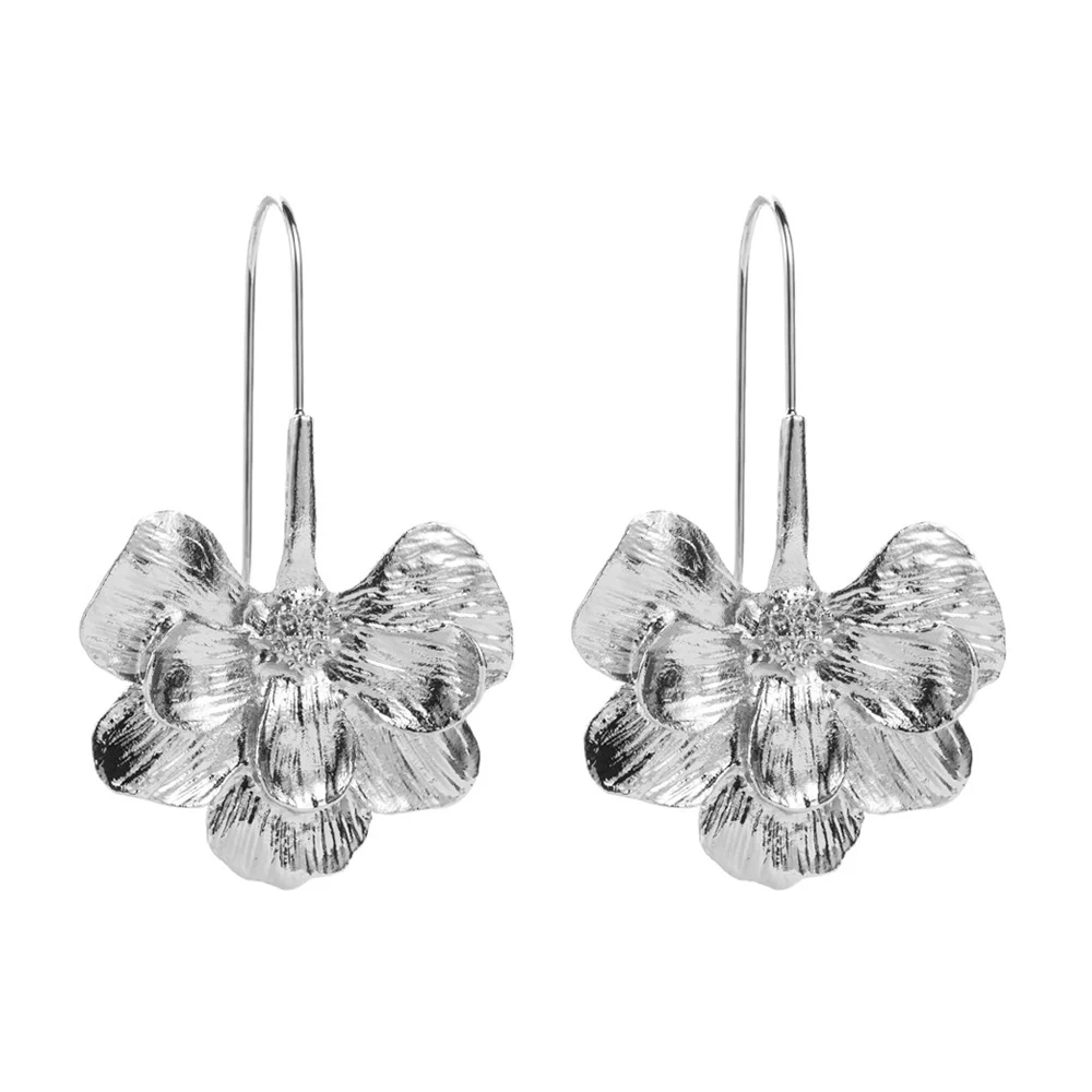 Gold Color Alloy Long Drop Earrings Simple Flower Earring For Women Fashion Jewelry Trendy Women\'s Earrings Accessories Gift