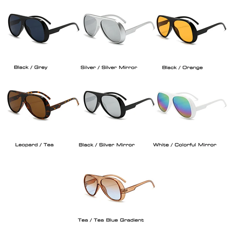 نظارات شمسية رائدة بحجم كبير للرجال والنساء ، ظلال مرآة متدرجة عتيقة ، نظارات شمسية عصرية ، UV400 #5