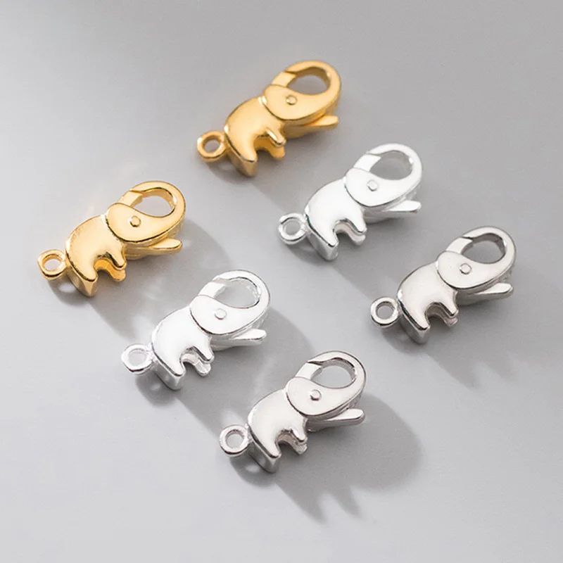 

1pcs 925 Sterling Silver Elephant Conenctor Spring Clasps S925 Silver Necklace Bracelets End Clasp Hooks DIY Jewelry Findings