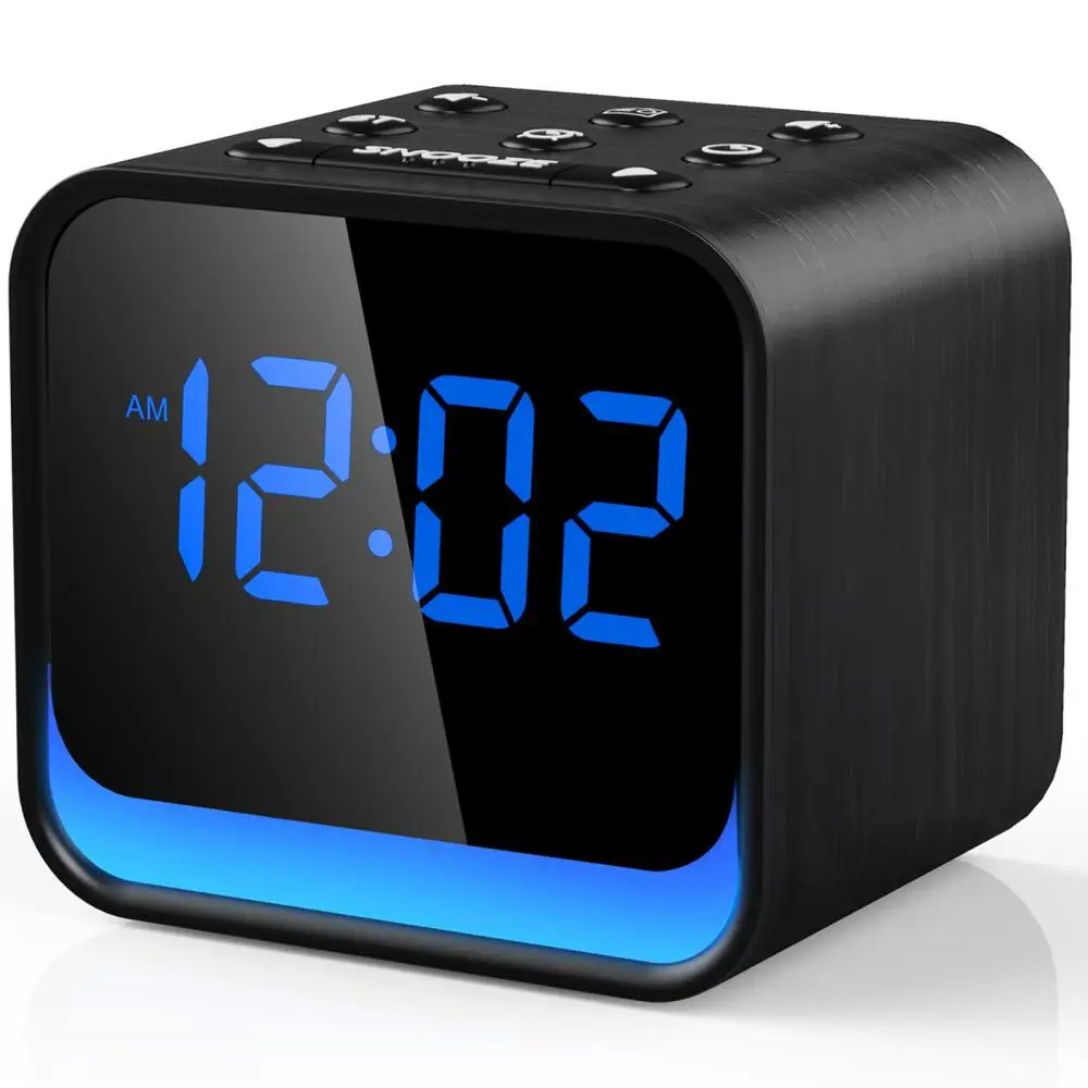 Bluetooth Speaker Digital Clock FM Radio Nightlight 4 in 1 Desk Clock 9 Alarm Tones Snooze Table Clock Sleep Timer Ideal Gifts