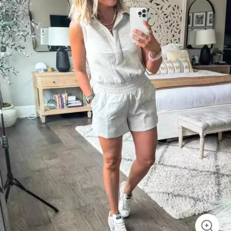 

One Piece Women Playsuits Sexy Sleeveless Overalls Short Pants High Waist Rompers Y2k Streetwear Jumpsuit Party Summer 2025