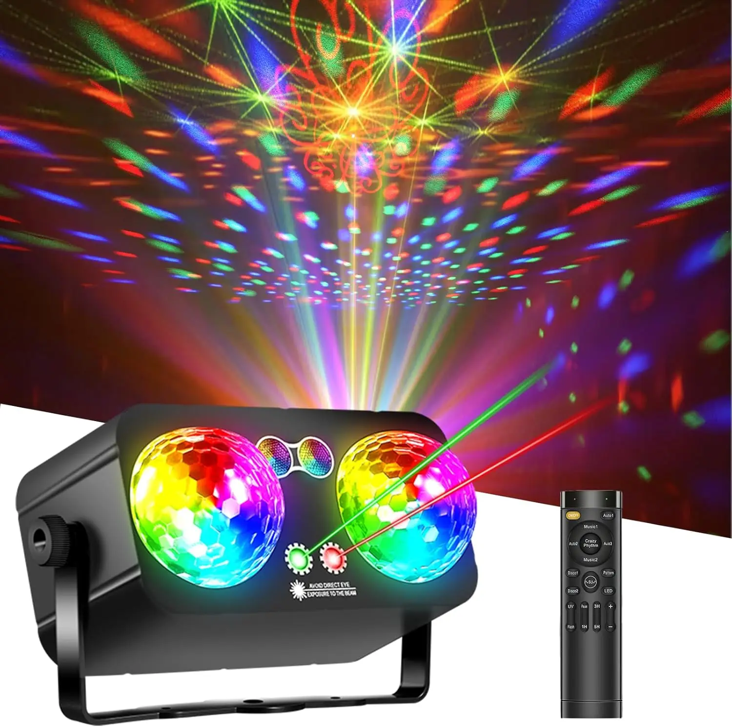 

Светильники для дискотек 6-в-1 с дистанционным управлением, режимами звуковой активации, светодиодный диско-шар DJ для вечеринок, сценического освещения, домашних мероприятий