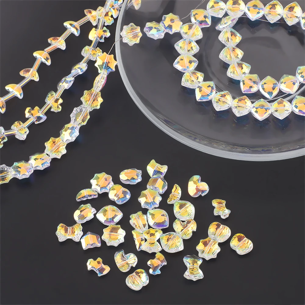 20Pcs Shiny AB Irregular Crystal Pendants Faceted Glass Loose Spacer Beads For DIY Jewelry Making Bracelet Necklace Supplies