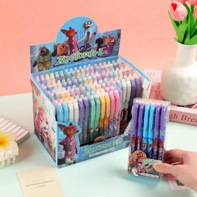 

48 шт./лот, креативная стираемая гелевая ручка Zootopia, милые 0,5 мм, синие/черные чернила, ручки для подписи, рекламный подарок, офисные школьные принадлежности