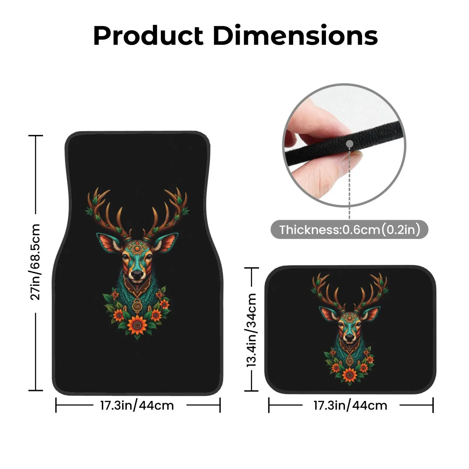Forest and Deer Pattern Print Car Floor Mats Non-Slip Carpets Rugs Front Rear Car Foot Mats Set of 4 Pcs Auto Accessories Decor - view 5