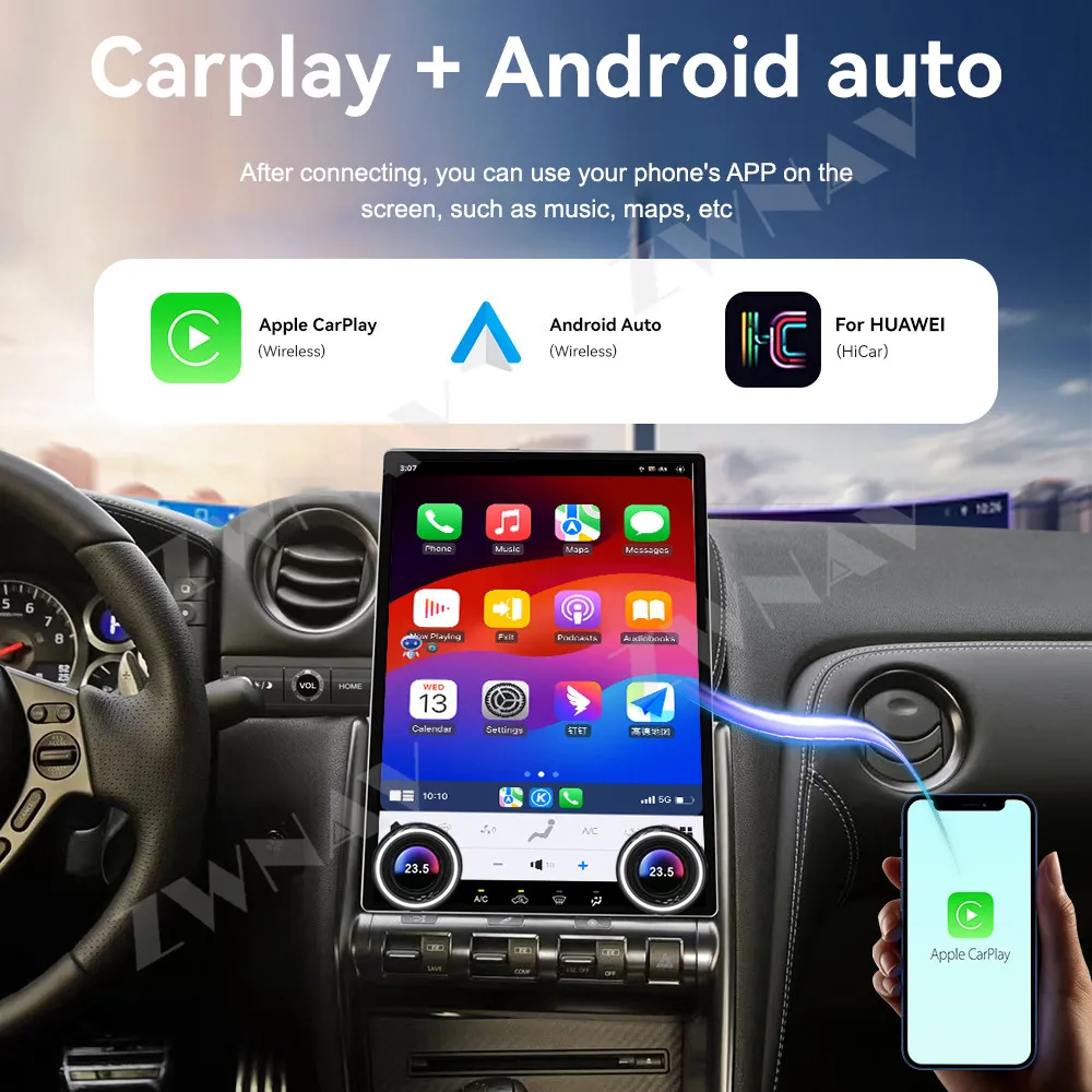 Wireless CarPlay 14.5 Inch Touch Screen Android 13 Car Radio For Nissan GTR 2007-2023 GPS Navigation multimedia Player Head Unit