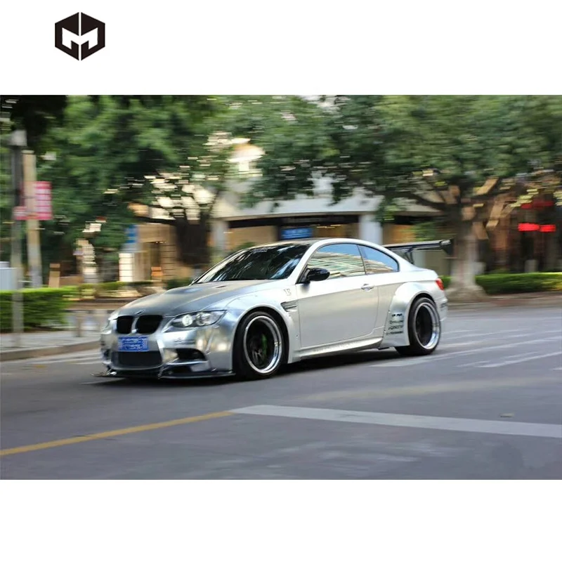 Fiberglass Front Lip Fenders Rear Spoiler Trunk Wing Rear Bumper Flares LB Style Wide Body Kit for bmw 3 Series M3 E92 E93