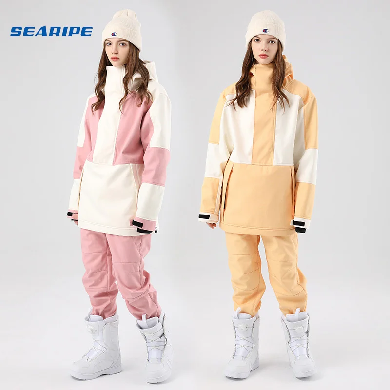 

SEARIPE Warm Ski Suit Women Men's Waterproof Windproof Couple Snowboarding Jacket Pants Set Female Snow Costumes Outdoor Unisex