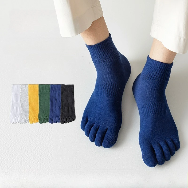 

5 пар носков с пятью пальцами, мужские летние тонкие хлопковые антибактериальные дезодоранты, дышащие носки средней длины без костей с раздельным носком