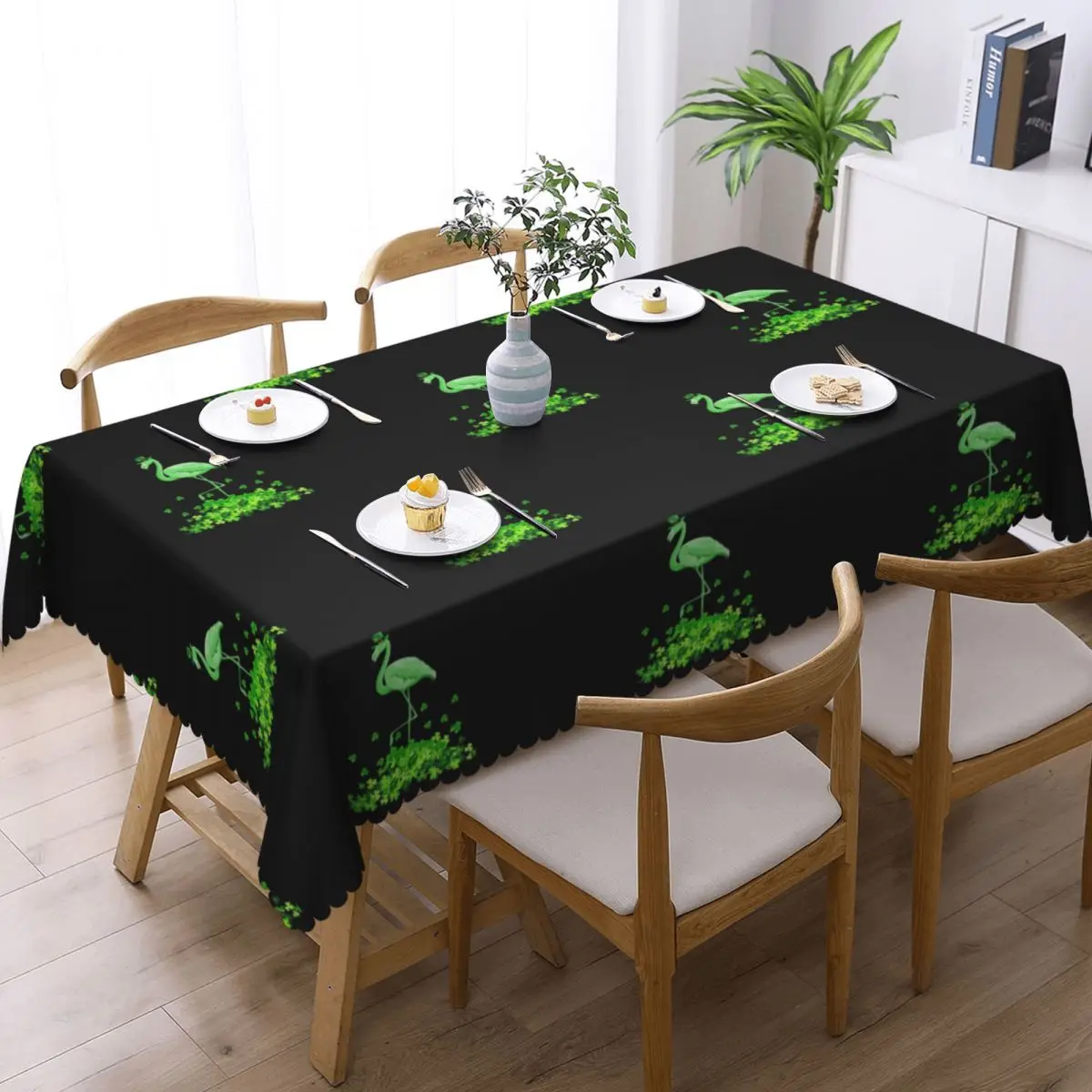 Custom Rectangular Waterproof Oil-Proof Flamingo St Patricks Day Tablecloth Table Covers 45