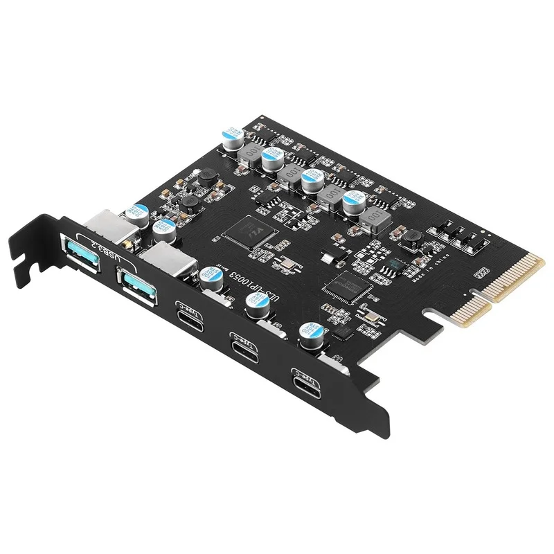 PCI-e USB 3.2 Card 20 Gbps Gen 2 with 5 Ports (USB-A -USB-C) Super-speed Splitter Adapter for Windows