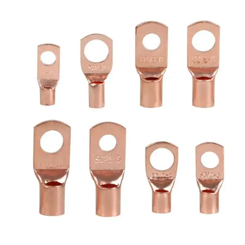 DT39 140pcs Wire Lug Connector Ring SC6-25 Copper Connectors Bare Cable Electric Crimp Terminal Connector Kit Assortment