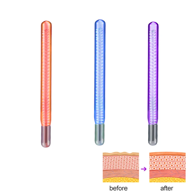 Różdżka do elektroterapii HF Elektroda prosta ze spiralą do maszyny do twarzy wysokiej częstotliwości Trądzik Usuń szklaną rurkę do skóry twarzy i ciała