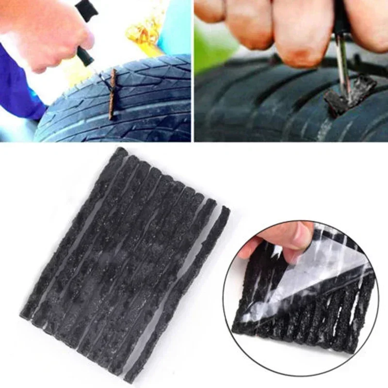 50pcs 3.5X100mm Car Van Tyre Repair Tubeless Rubber Seal Strips Car Bike Tyre Plug Puncture Replacement Recovery Tools Parts