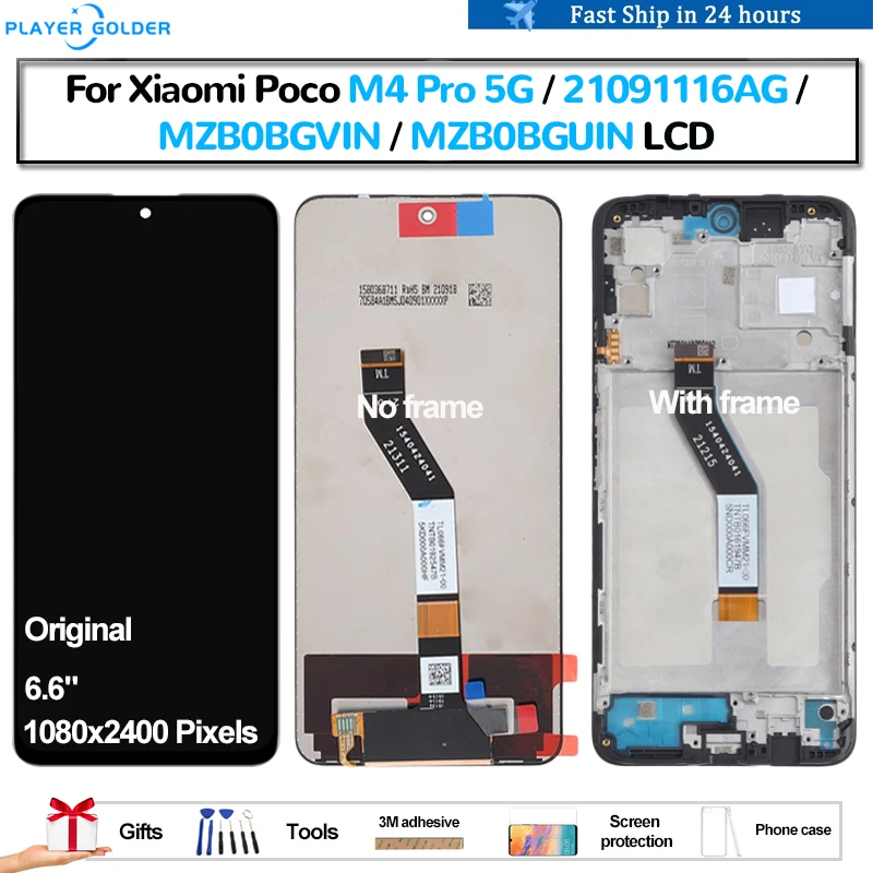 

Original For Xiaomi Poco M4 Pro 5G 21091116AG MZB0BGVIN MZB0BGUIN lcd Pantalla Display Touch Panel Screen Digitizer Assembly