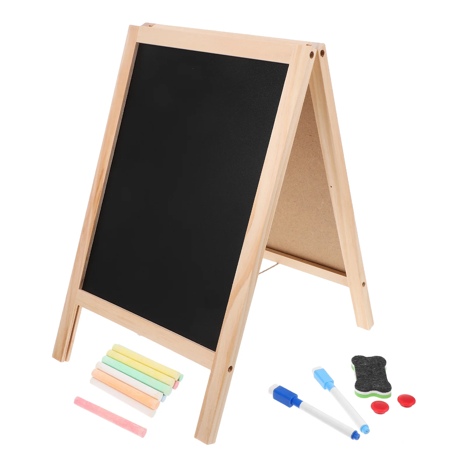 Mini Wooden Message Board Student White Chalk Kids Tabletop Easel for Painting Writing Pad