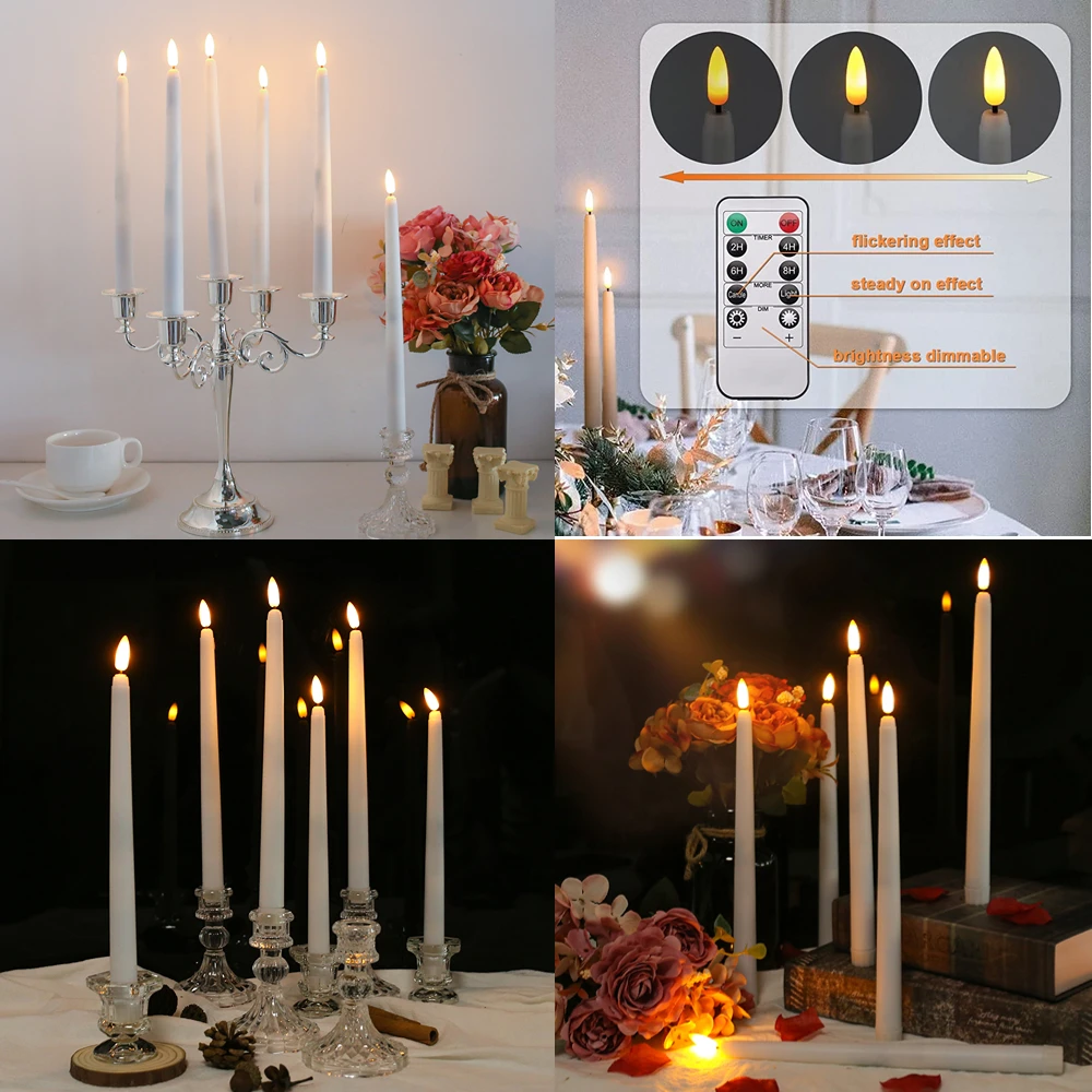 28CM Tall LED Flameless Taper Candle Battery Operated Flickering Electric Candle Stick for Pray Restaurant Wedding Home Decor