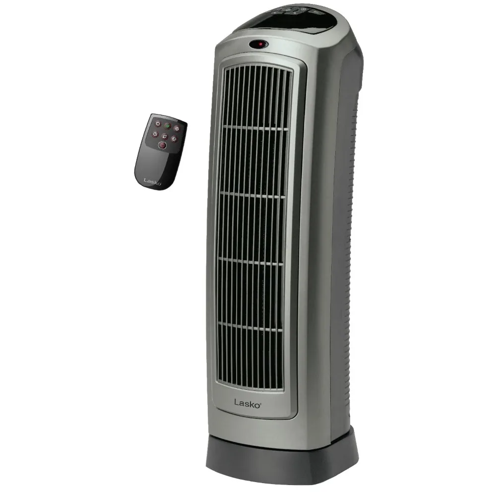 

1500 Watt Oscillating Ceramic Electric Tower Space Heater with Remote Control Grey