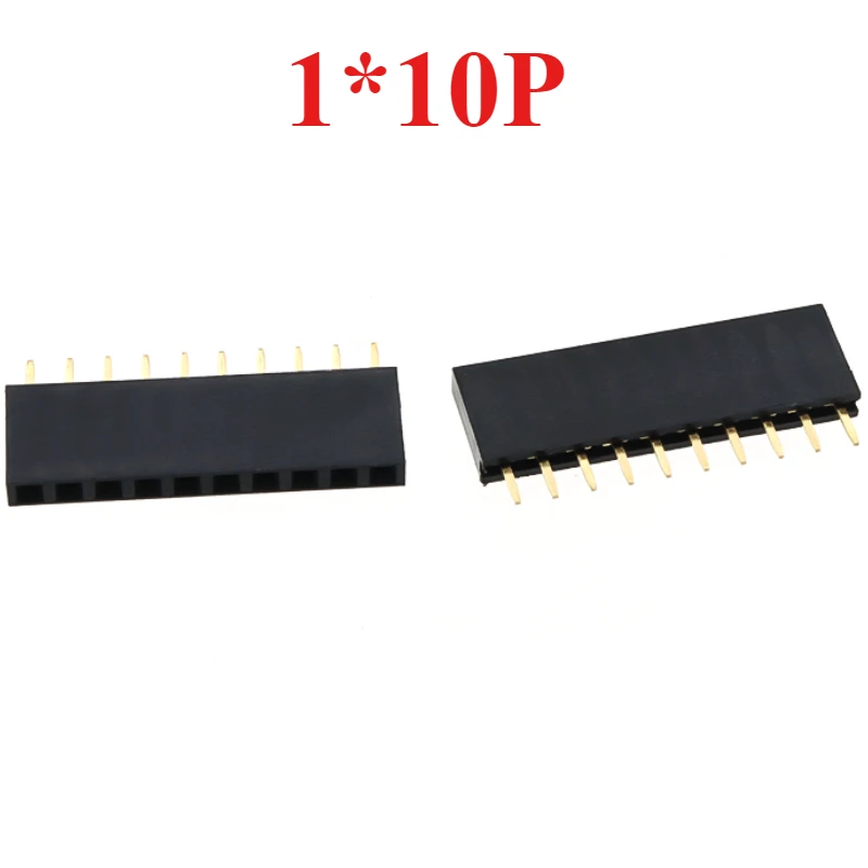 50Pcs 2.54mm Single Row Straight Needle Female Header Socket Pitch 2.54mm 2P/3P/4P/5P/6P/7P/8P/9P/10P/12P/13P-40P Pin Connector