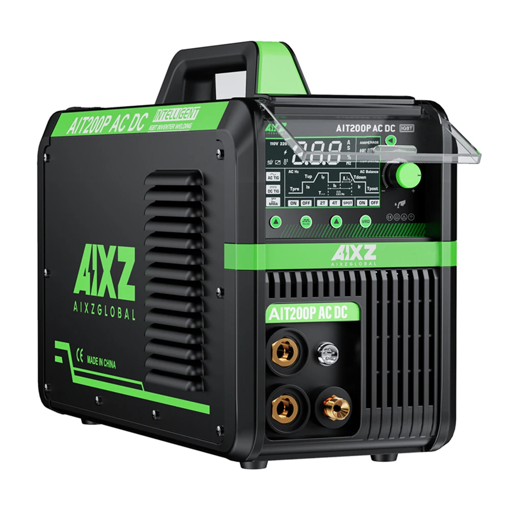 AIXZ AIT200P AC/DC TIG-Schweißgerät Aluminium-Puls-Inverter-Schweißmaschine 200 Ampere 5-in-1 Stick MMA ARC HF TIG 2T/4T Spot Digitalanzeige AC-Balance Argon Präziser Digital-Pulsschweißer für
