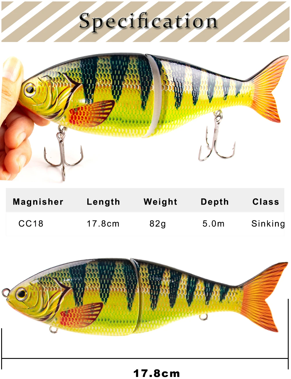 Magnisher Big Game Glide Shad Baits 17.8cm 82g Slow Sinking Hard Artificial Fishing Lures GT Fishing Swimbaits Slide Lure Tackle