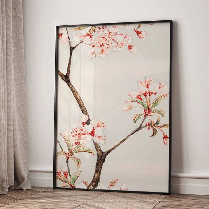 Frameless canvas paintings,Japanese Crane Poster Vintage Ukiyo-e Wall Art Red Sun Koi Fish Prints Japan Wall Art Posters for Mod