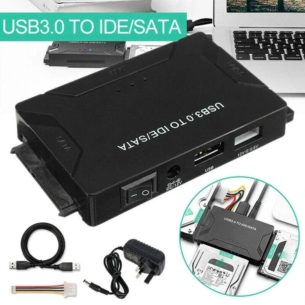 USB 3.0 to SATA/IDE Adapter Converter,Universal External Hard Drive Reader & Data Recovery Converter Kit for 2.5"/3.5" HDD/SSD