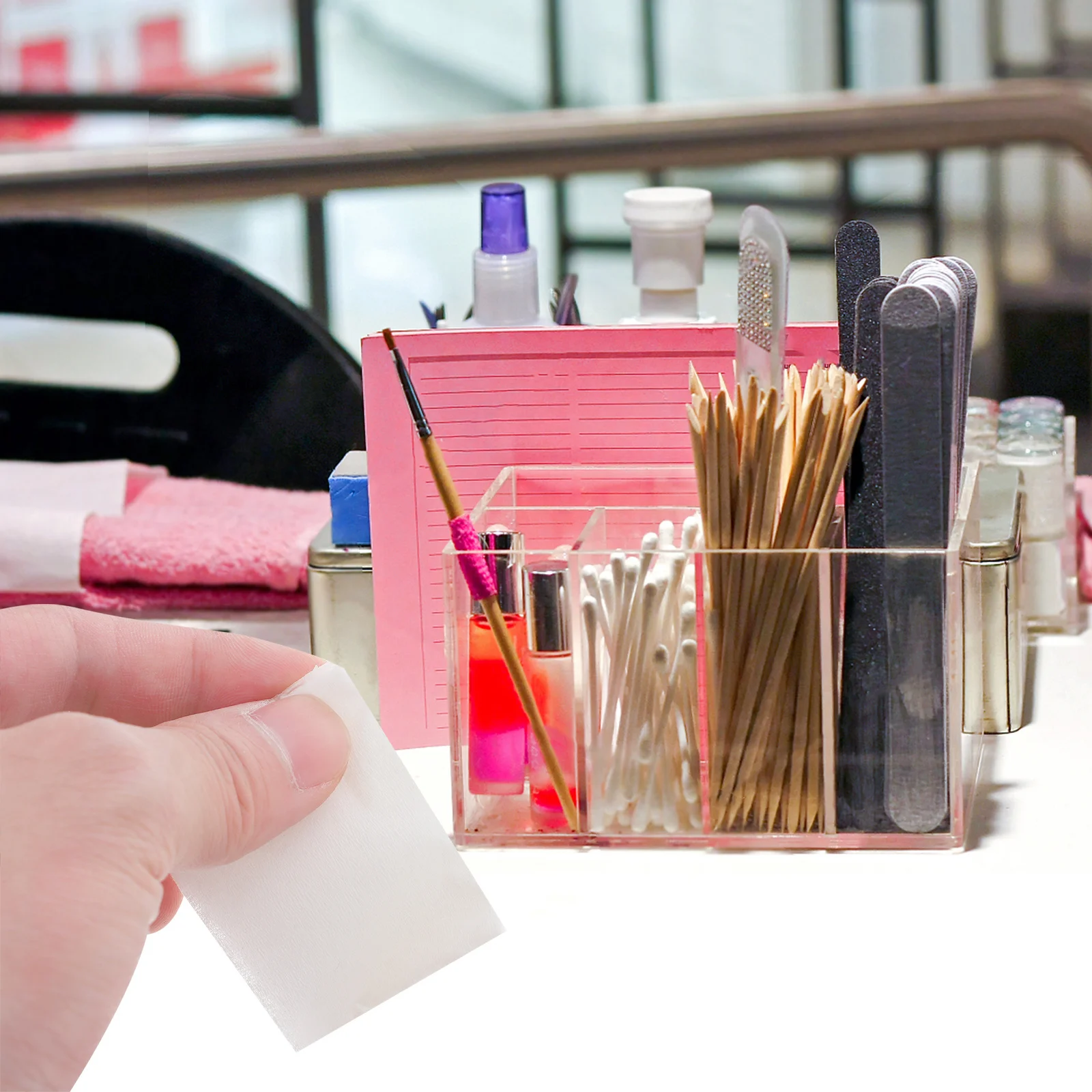 500 قطعة من وسادات إزالة طلاء الأظافر غير المنسوجة، وسادات تنظيف الأظافر للاستعمال مرة واحدة لإزالة طلاء الأظافر أدوات مانيكير باللون الأبيض #2