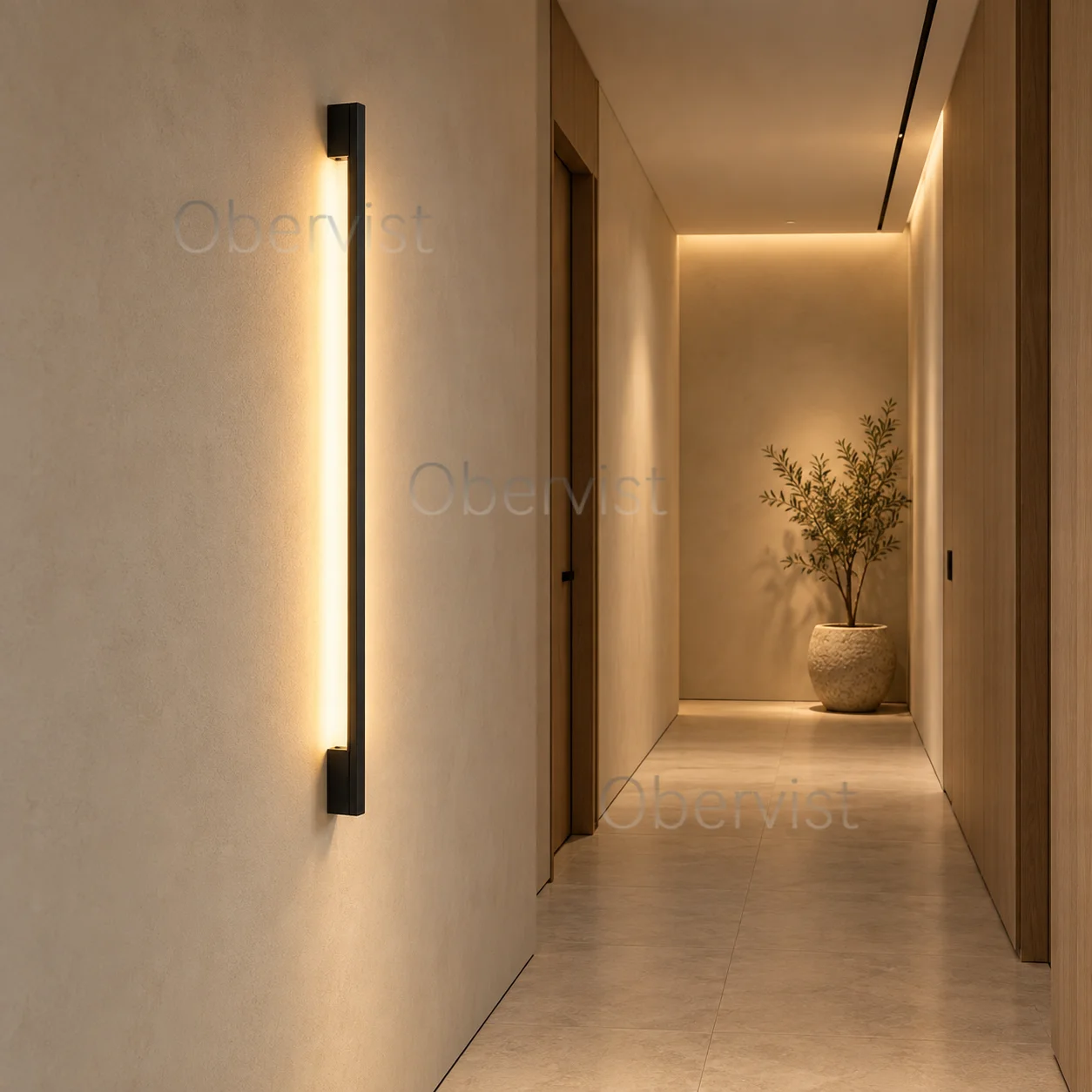Modern Black Linear LED Wall Light, Warm Ambient Sconce for Bedroom, Living Room, Hallway and Entryway Decor
