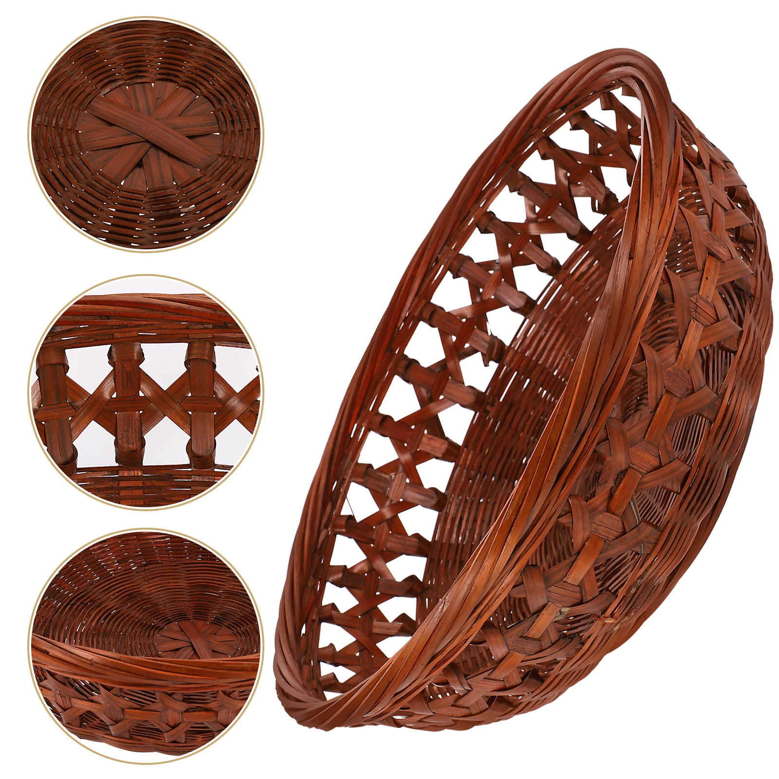 

Bamboo Woven Basket Vegetable Holder Snack Container Practical Safe Willow Workmanship Home Office Use Not Easy to Crack Deform