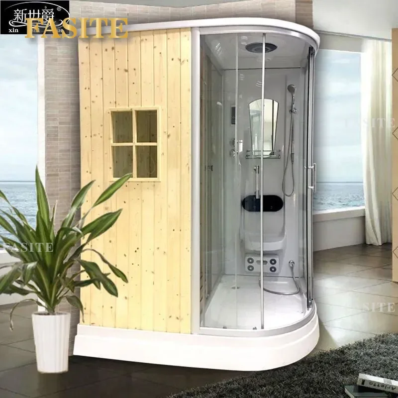 For Home Spa Arc Shower Room Integral Steam Sauna Sweat Dry Light Wave Therapy Cabin Compact Bathroom Wellness Relaxation