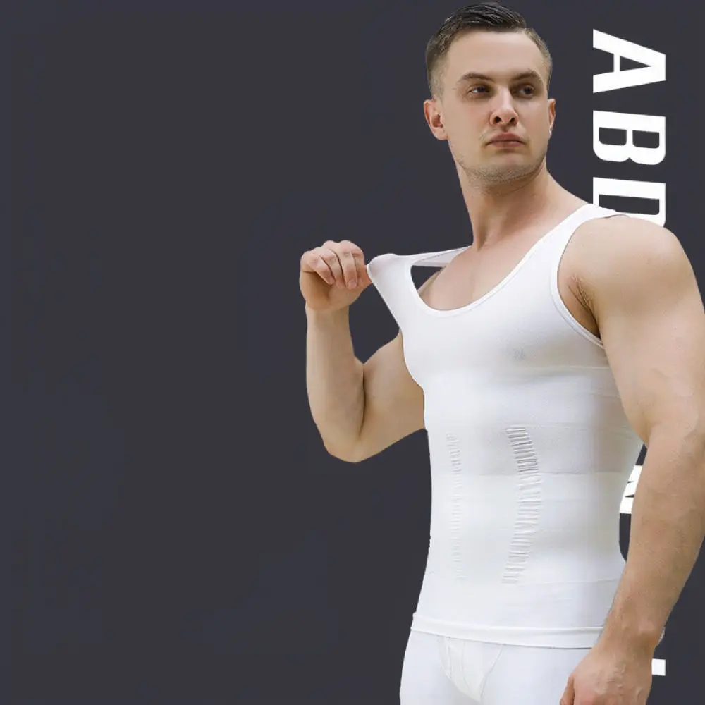 Mens Slimming Body Shaper Tank Top Seamless Compression Vest Invisible Abdomen Control Undershirt Athletic Fitness Muscle Shirt
