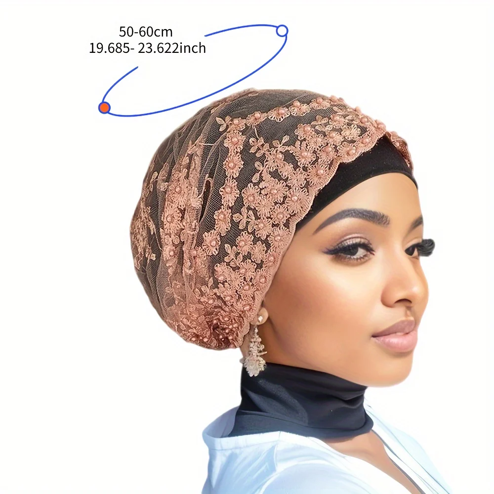 New gauze turban hat hijab women\'s fashionable baotou full beaded hat pile hat hot selling simple decorative hat Indian hat