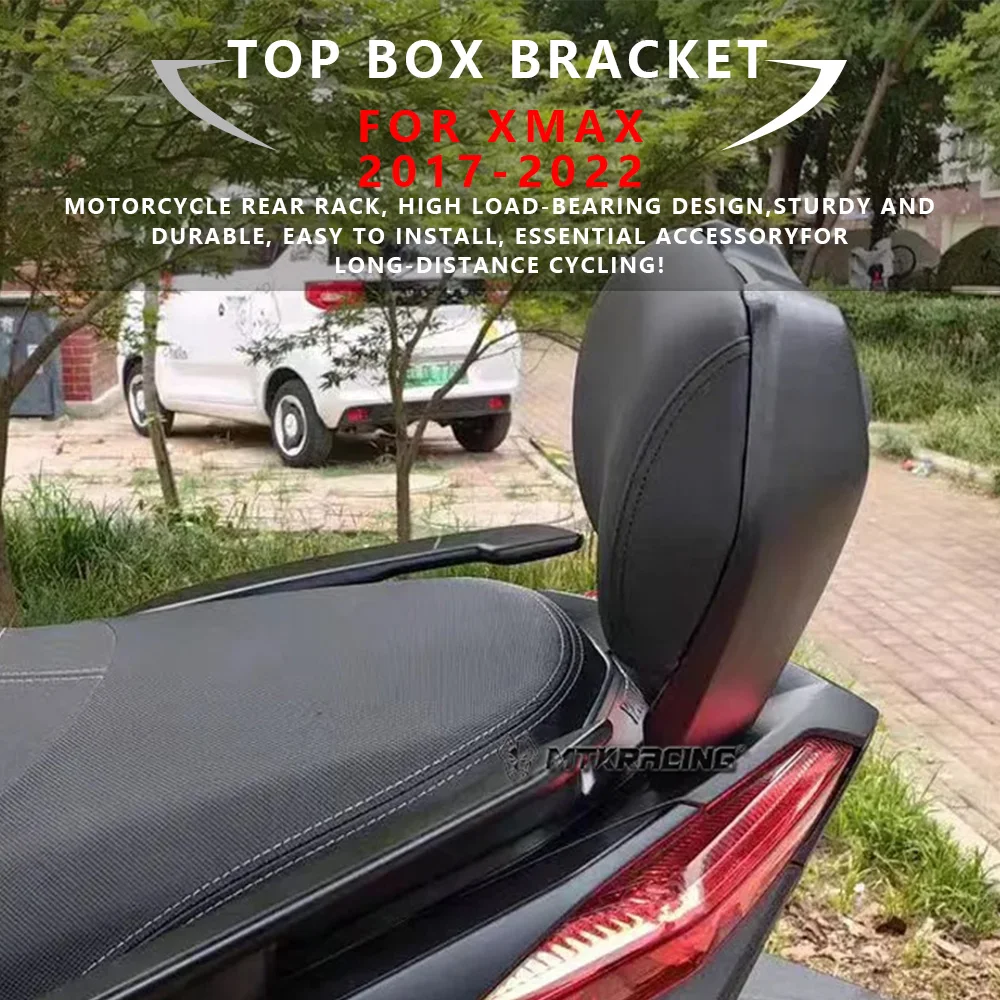 MTKRACING For YAMAHA XMAX 2017-2022 Motorcycle Rear Sissy Bar Passenger Back Rest Mounting Hardware Backrest Set Pad Cushion