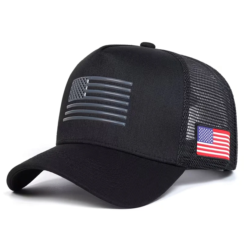 2026 New Baseball Hat Side American Flag Printed Mesh Hat Outdoor Daily Decoration Sunshade Hat Unisex HipHop Hat Skateboard Hat