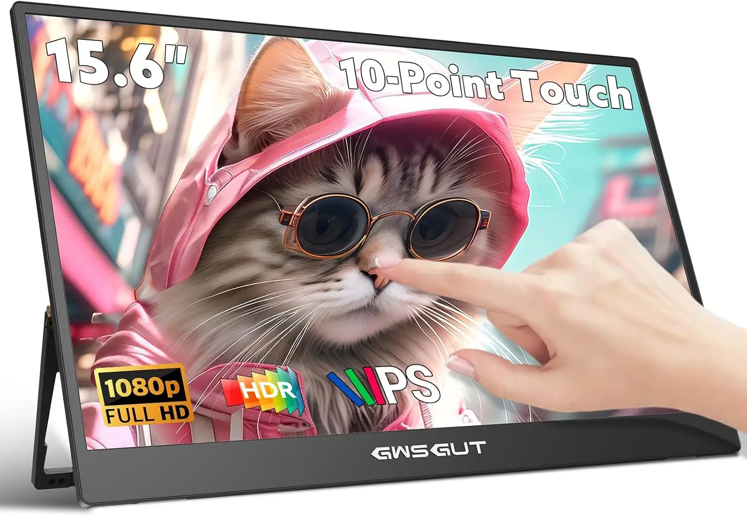 

15,6-дюймовый портативный сенсорный монитор, FHD 1080P, USB-C, HDMI, ультратонкий игровой дисплей со встроенными динамиками