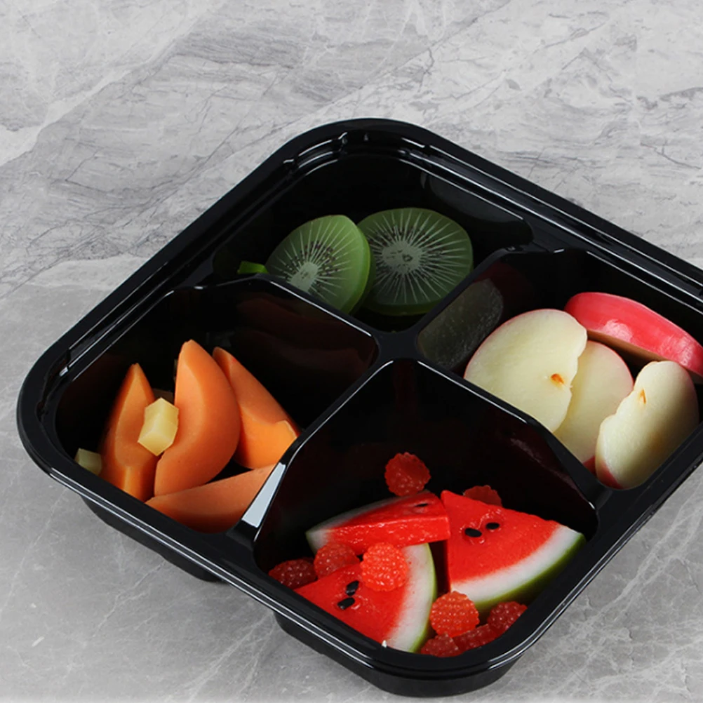 

10 Pcs Salad Plastic Case Boxes Reusable Containers Leak Proof Food Storage Case Plastic Black Kitchen Bar Supplies