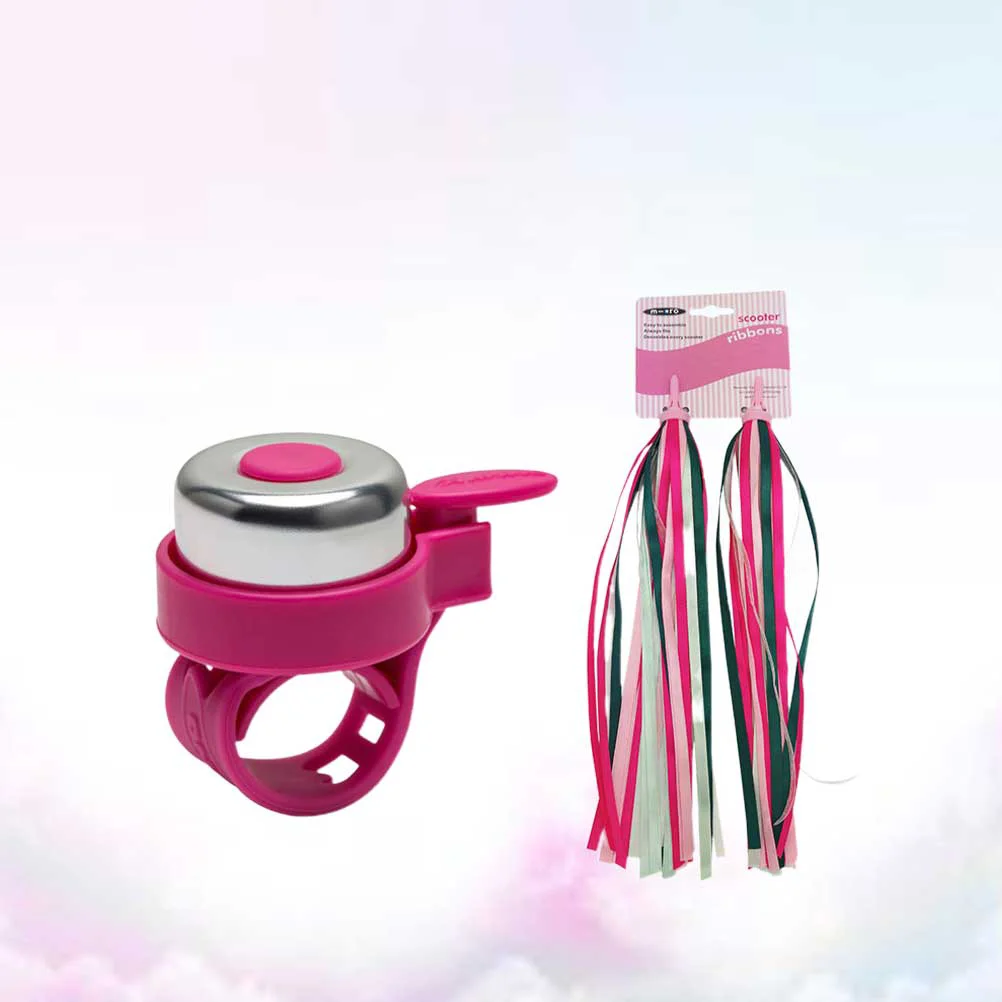 

2 Pcs Bike Handlebar Bell Bells Streamers Shiny Tassel Ribbons Fun Colorful Accessories Kids Scooter Gift Set