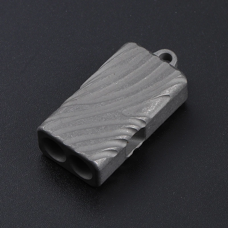 Fidget Slider Titanium Alloy Double-Hole Whistle 120 Decibel Portable Outdoor Survival Whistle High Decibel Metal Whistle